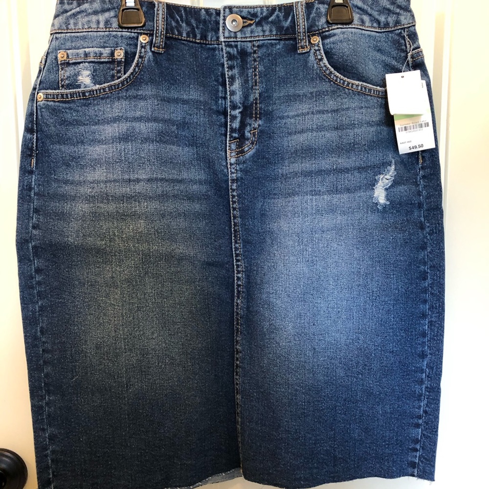 Denim knee length skirt